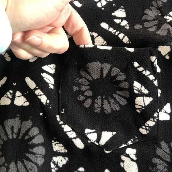 Madewell Black Print Polyester Button Back Blouse Top Womens M Medium - Picture 5 of 8